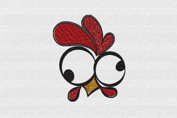 Cockeyed Rooster Sketch Embroidery