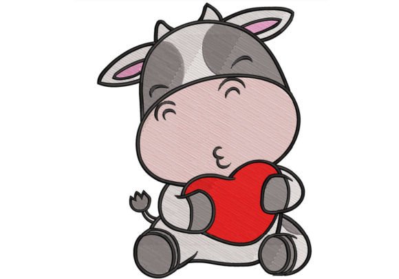 Lovely Valentine Cow Embroidery