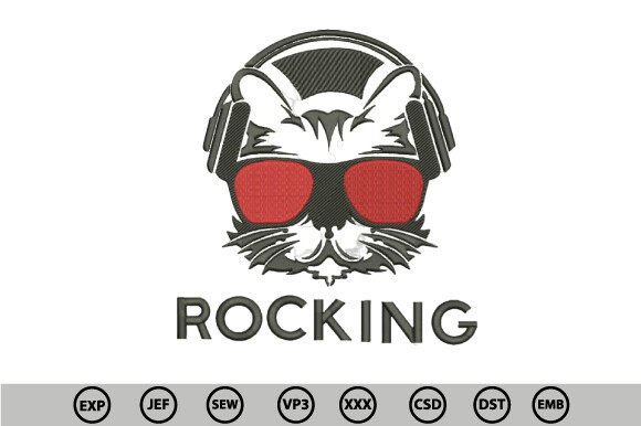 Rocking Cat Embroidery Design