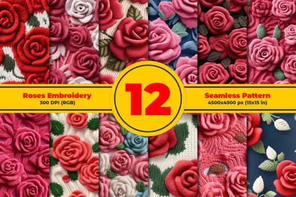 Roses Embroidery Seamless Pattern