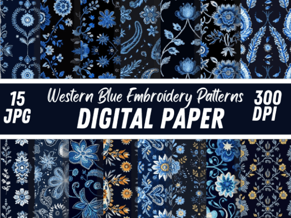 Western Blue Embroidery Aztec Knitted